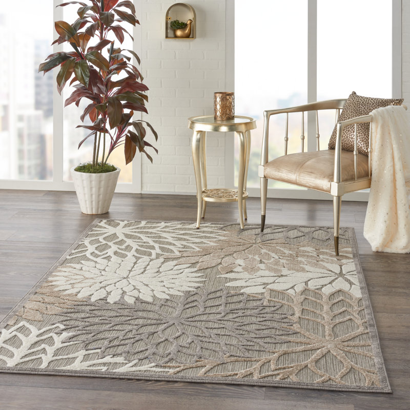Winston Porter Ciann Gray/Beige Indoor/Outdoor Rug & Reviews Wayfair